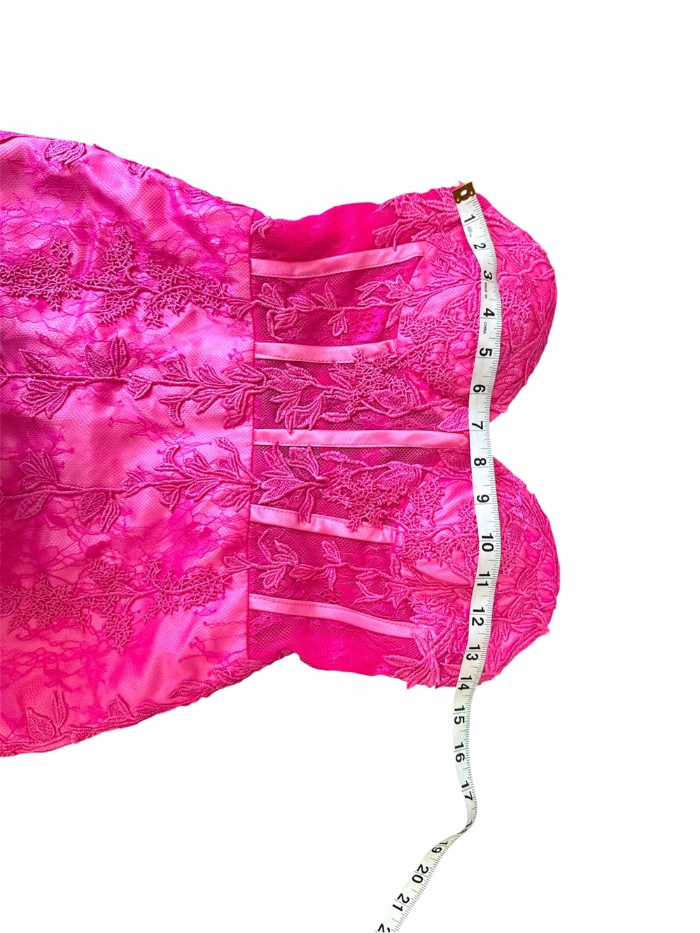 Strapless Hot Pink Lace Corset Mini Dress/Homecoming Dress - Picture 7 of 8